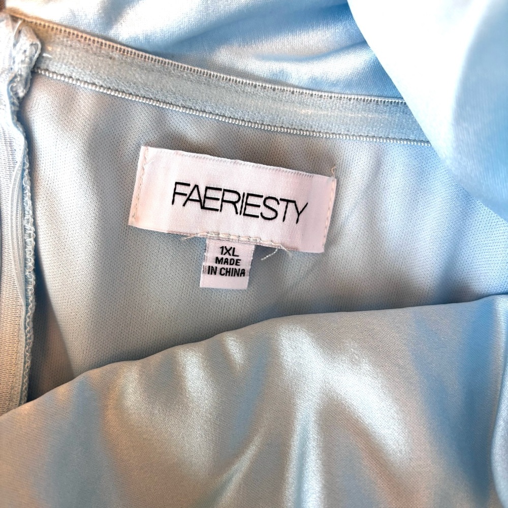 NEW, Pastel Blue Dress, Baby Blue Satin Dress, Rhinestone, NWOT, Size: 1XL/16 - Picture 8 of 10